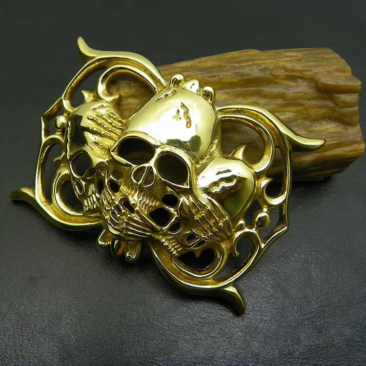 Men's Western Cowboy Fashion Brass Metal Skeleton Skull Buckle