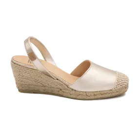 Metallic Closed Toe Leather Menorcan Espadrille For Women - Frida Montada 1924 Metallic 5C