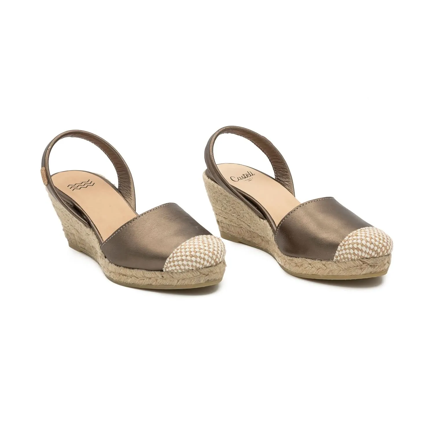 Metallic Closed Toe Leather Menorcan Espadrille For Women - Frida Montada 1924 Metallic 5C