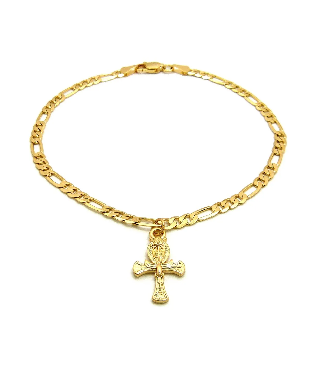 Mini Ankh on Figaro Anklet