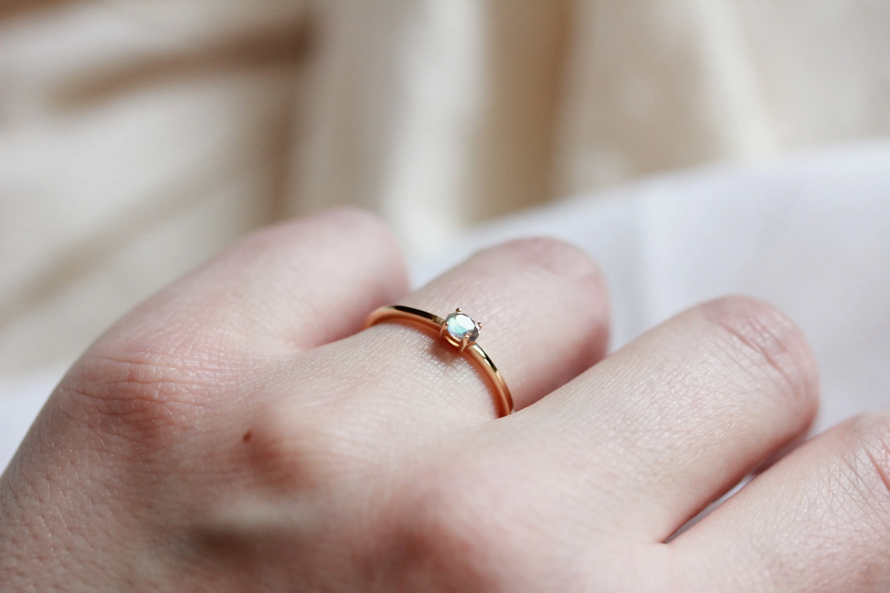 Mini Gem Stacking Ring in Labradorite