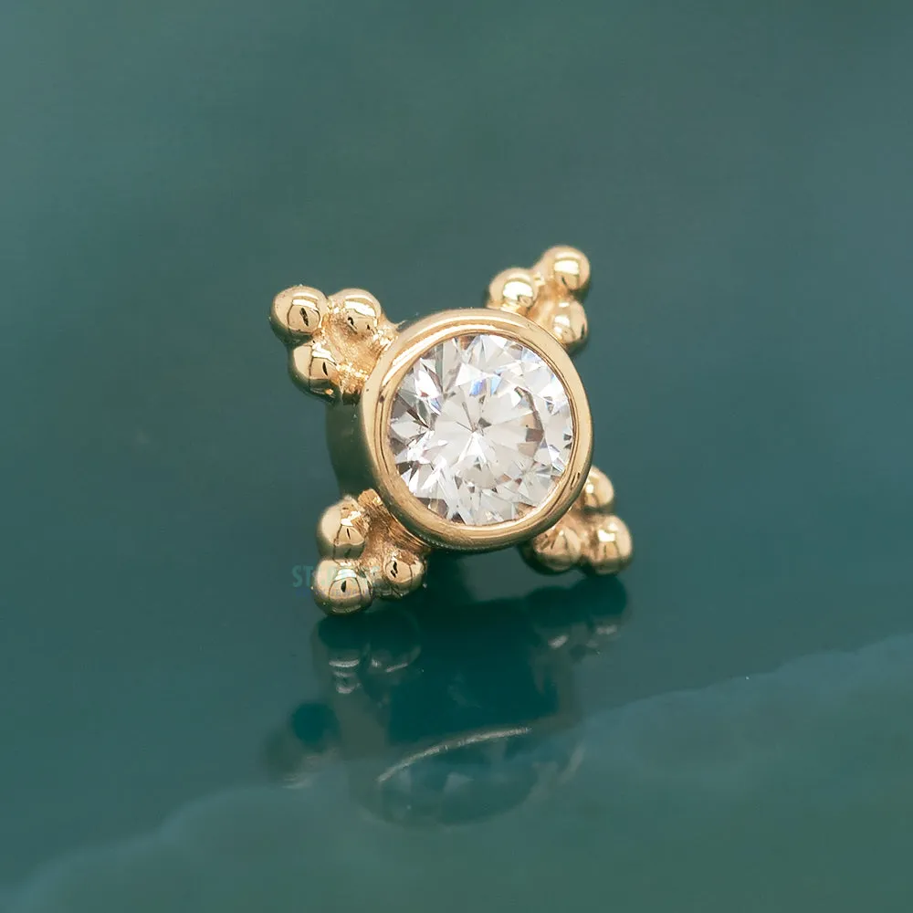 Mini Kandy Threaded End in Gold with Round White CZ