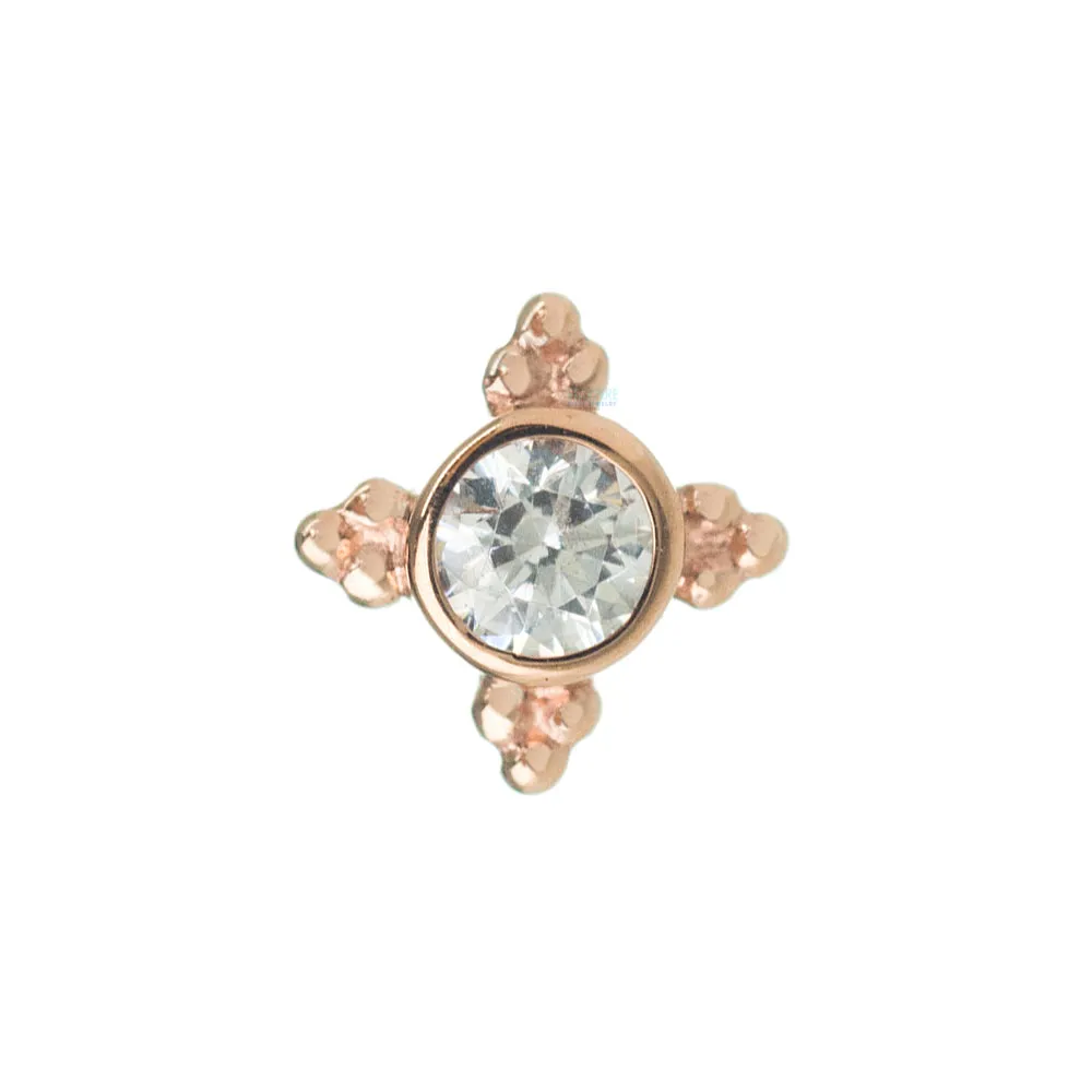 Mini Kandy Threaded End in Gold with Round White CZ