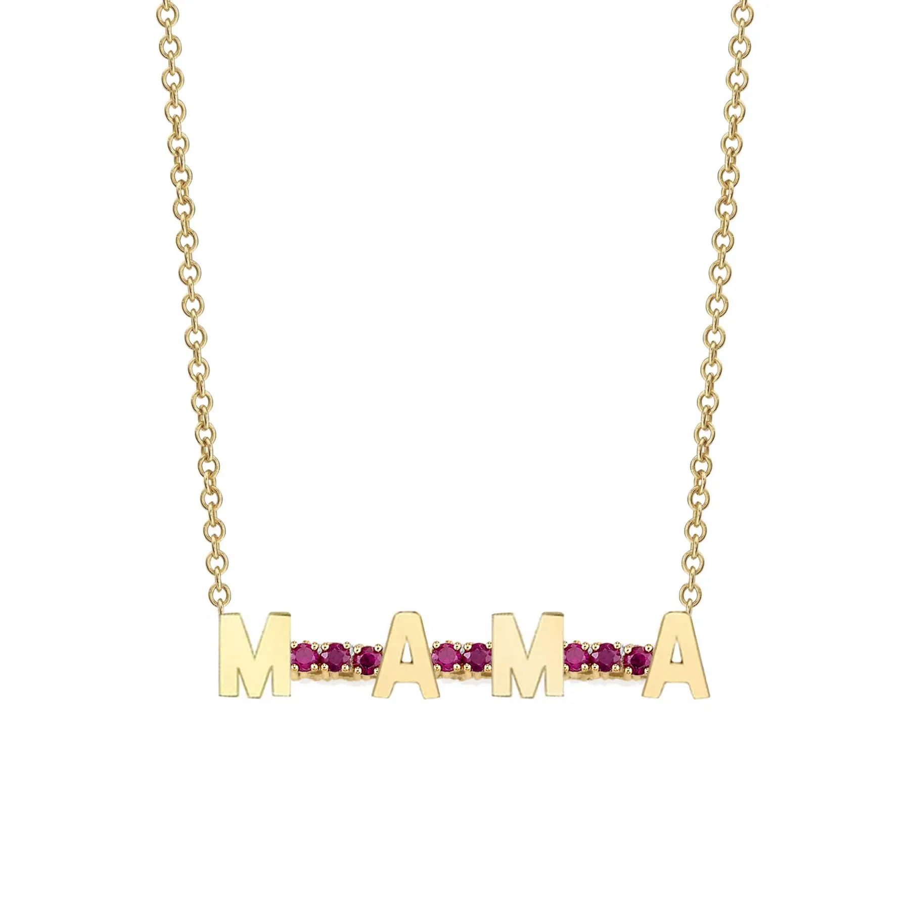 Mini Personalized Tennis Necklace - Ruby / 14k Yellow Gold