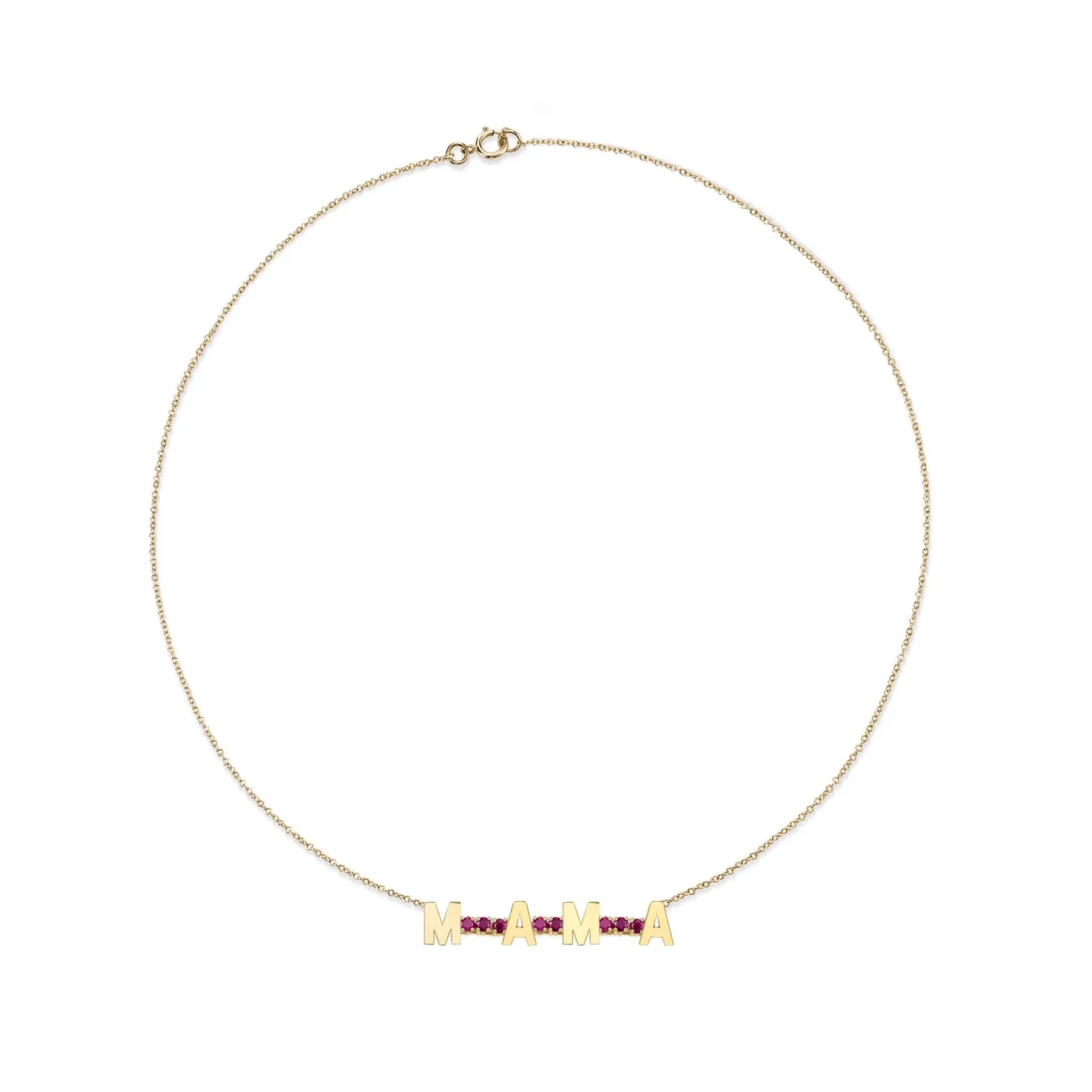 Mini Personalized Tennis Necklace - Ruby / 14k Yellow Gold