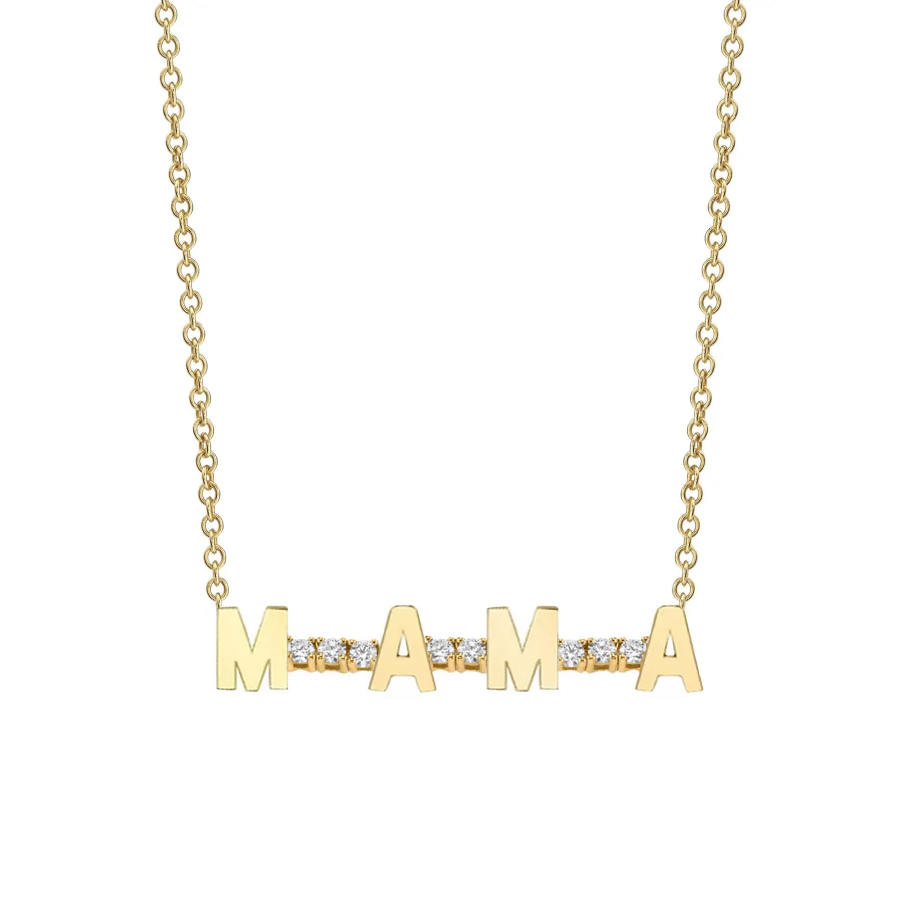 Mini Personalized Tennis Necklace - White Diamond / 14k Yellow Gold