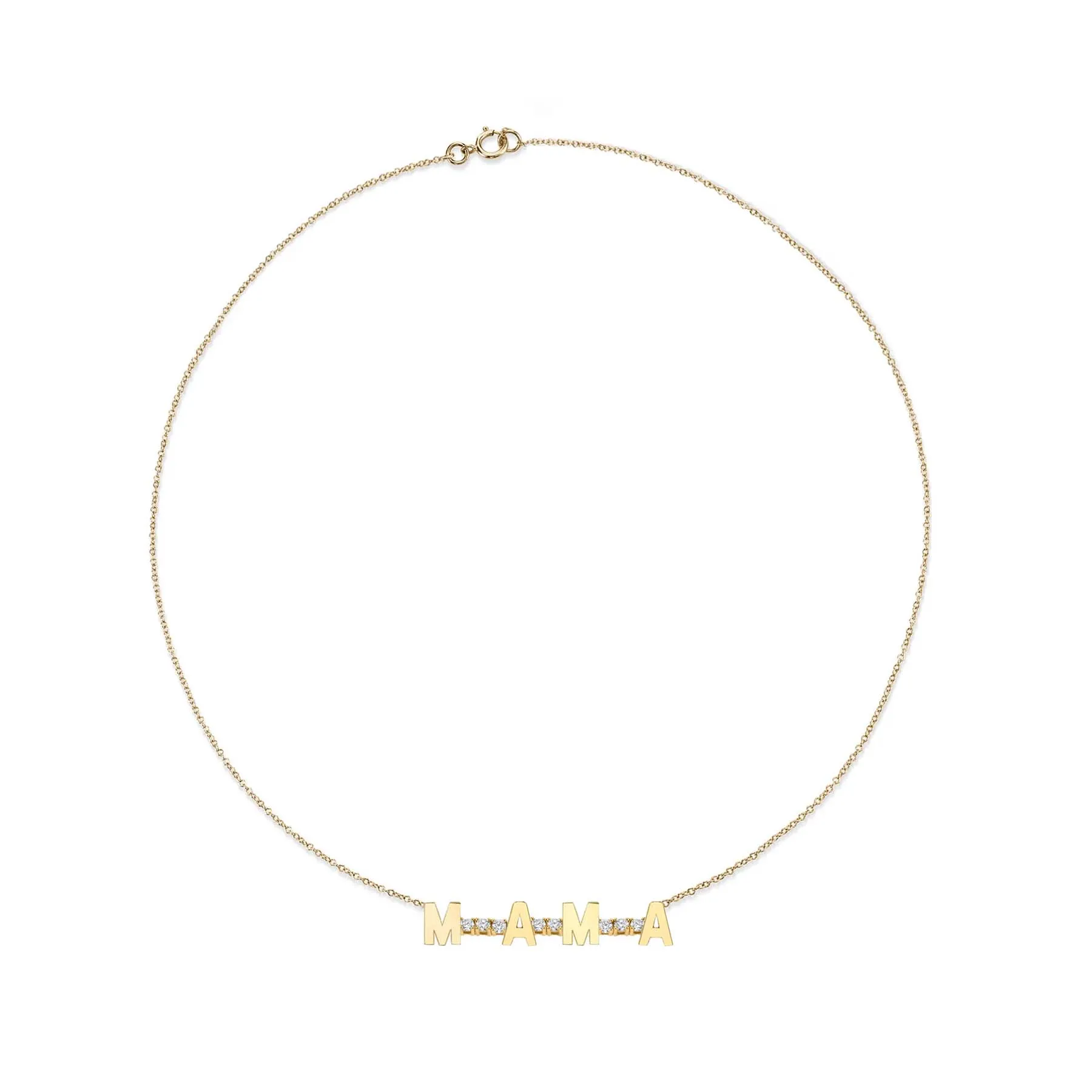 Mini Personalized Tennis Necklace - White Diamond / 14k Yellow Gold