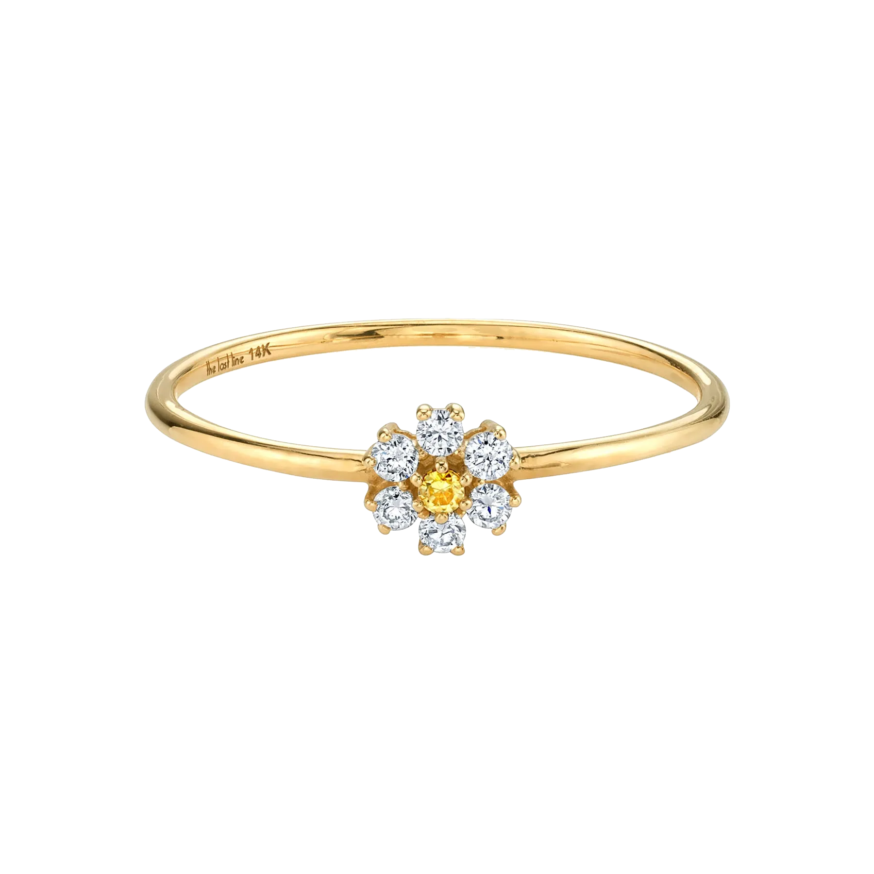 Mini Teddy Flower Ring - White Diamond / 14k Yellow Gold