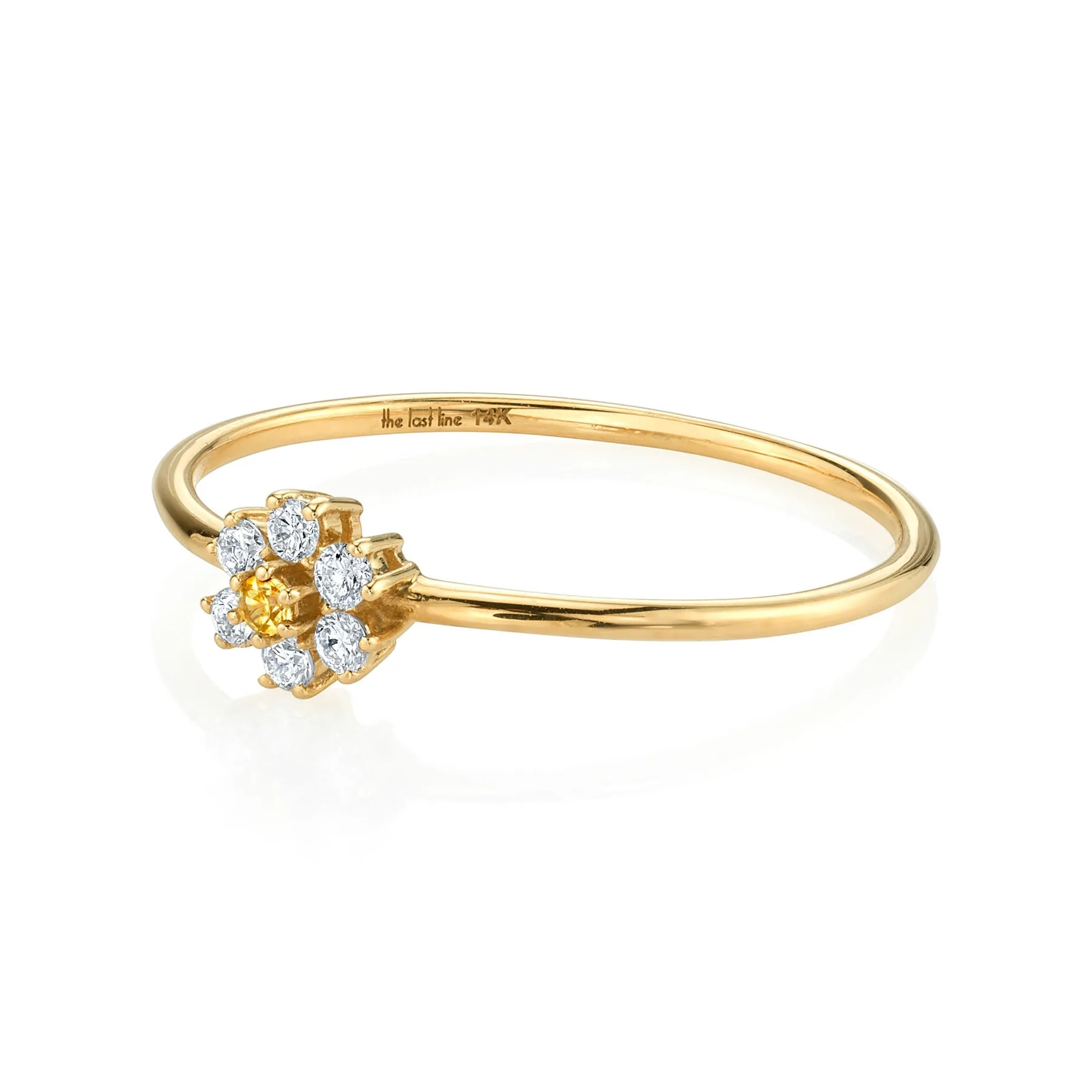 Mini Teddy Flower Ring - White Diamond / 14k Yellow Gold