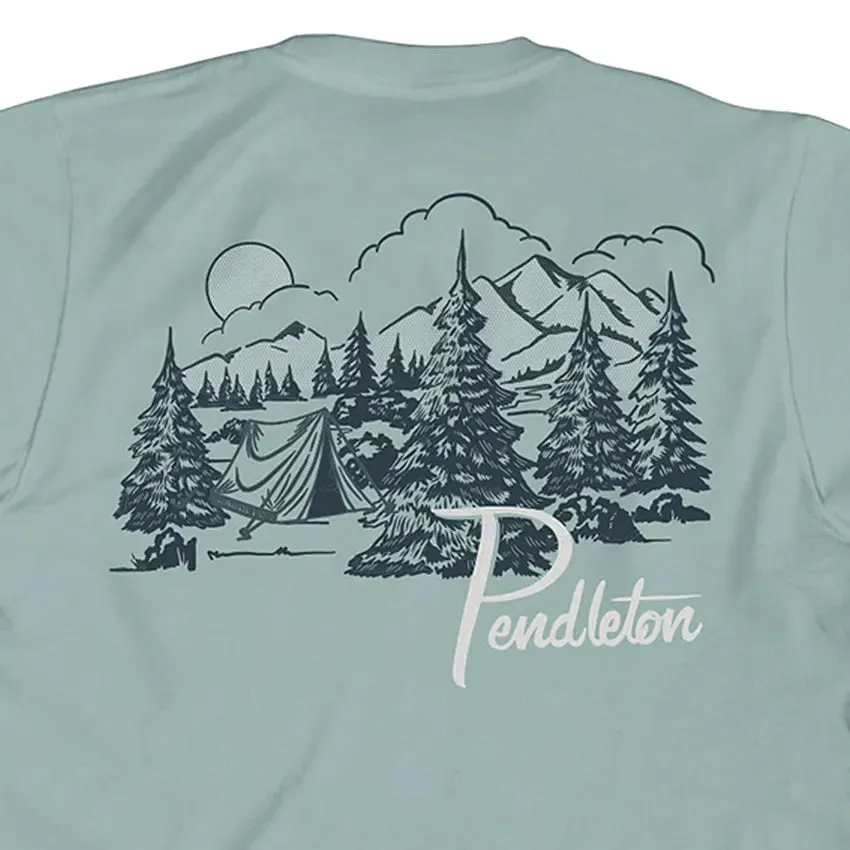 Mountain Camping Graphic Tee - Dusty Blue/Navy