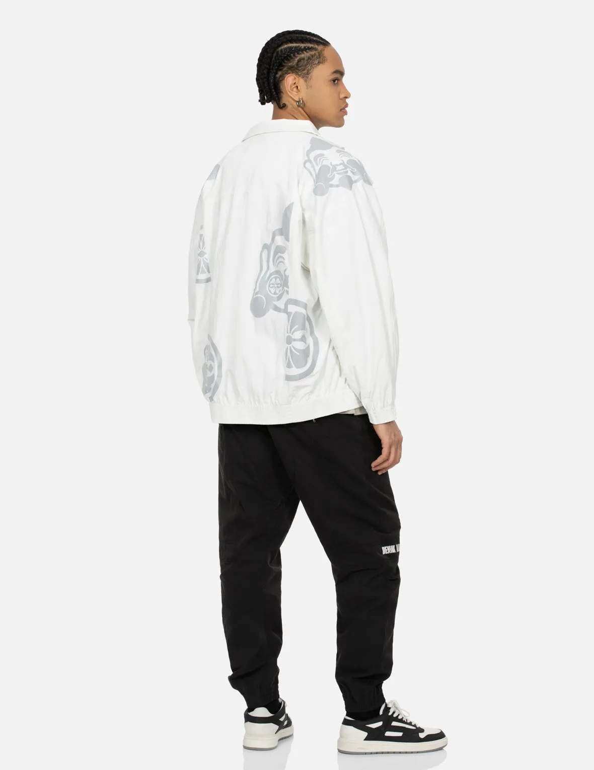 Multi Godhead and Kamon Reflective Print Loose Fit Windbreaker