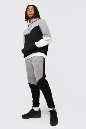 Official Man Colour Block Hooded Tracksuit