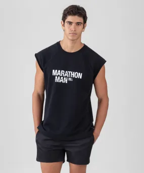 Organic Cotton Sleeveless Sweatshirt MARATHON MAN: Black