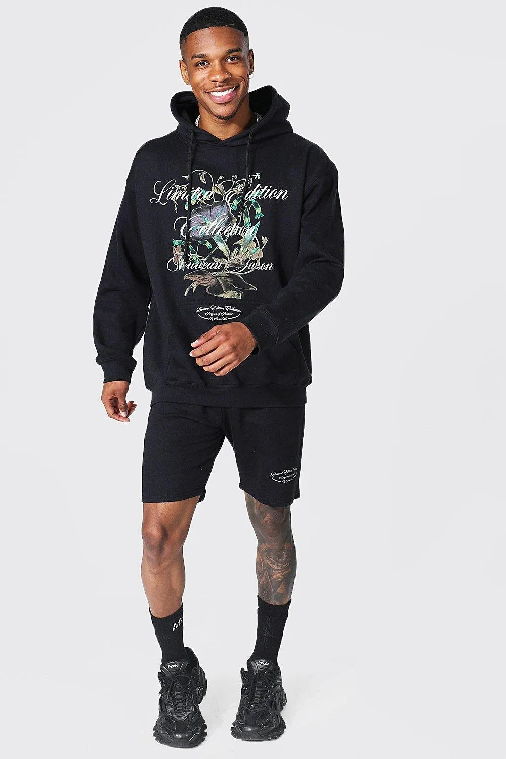 Oversized Limited Floral Short Tracksuit | boohooMAN UK