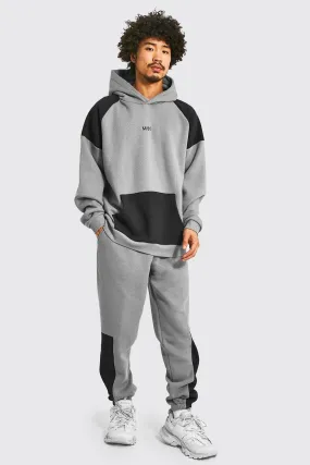 Oversized Man Colour Block Tracksuit | boohooMAN UK