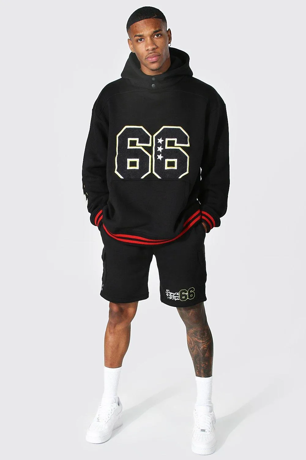 Oversized Varsity Cargo Short Tracksuit | boohooMAN UK