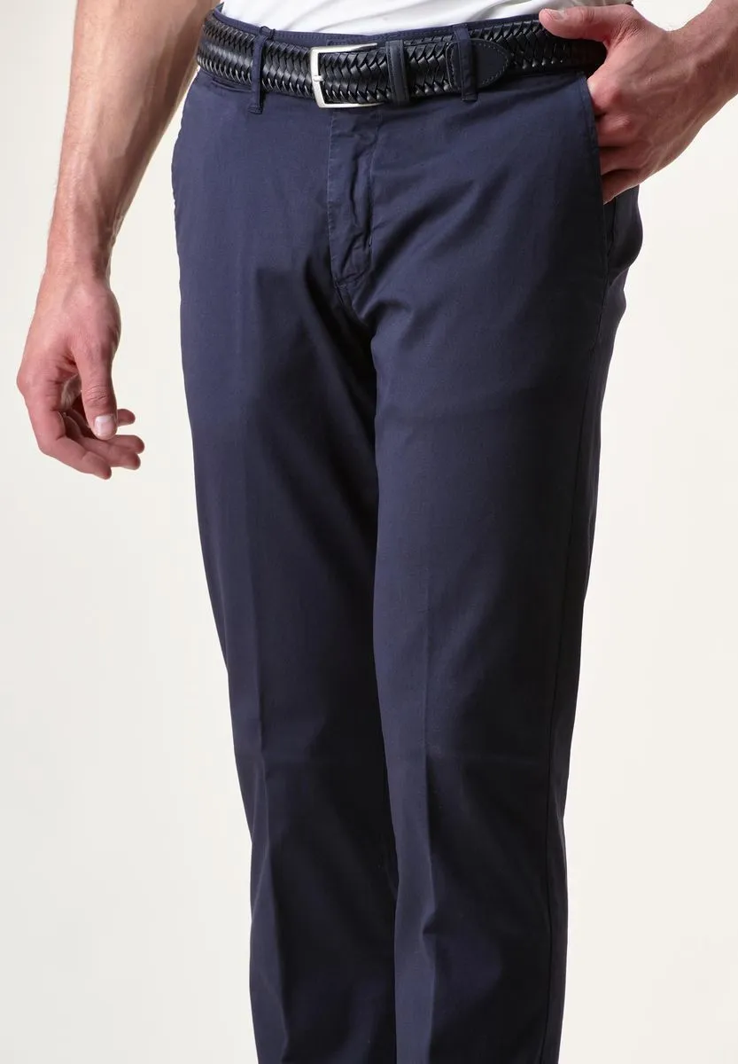 Pantalone blu tricotina tinto capo slim