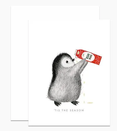 Penguin Drinking Eggnog Boxed Cards - Set of 6