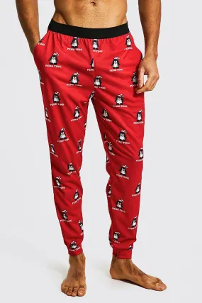 Penguin Xmas Lounge Jogger | boohooMAN UK