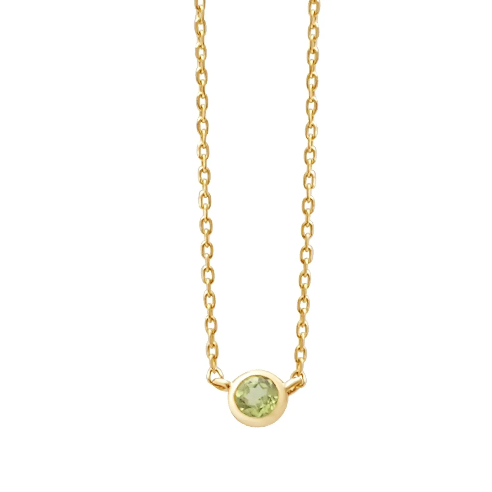 Peridot Station Necklace Bezel Set in 14k Gold