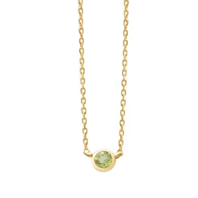 Peridot Station Necklace Bezel Set in 14k Gold