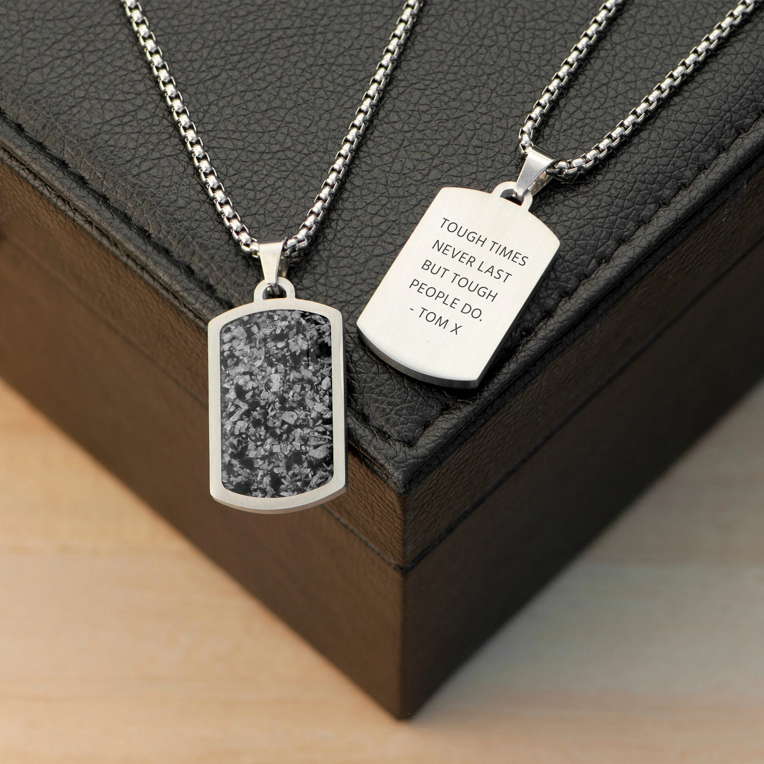 Personalised Men's Snowflake Obsidian Dog Tag Necklace