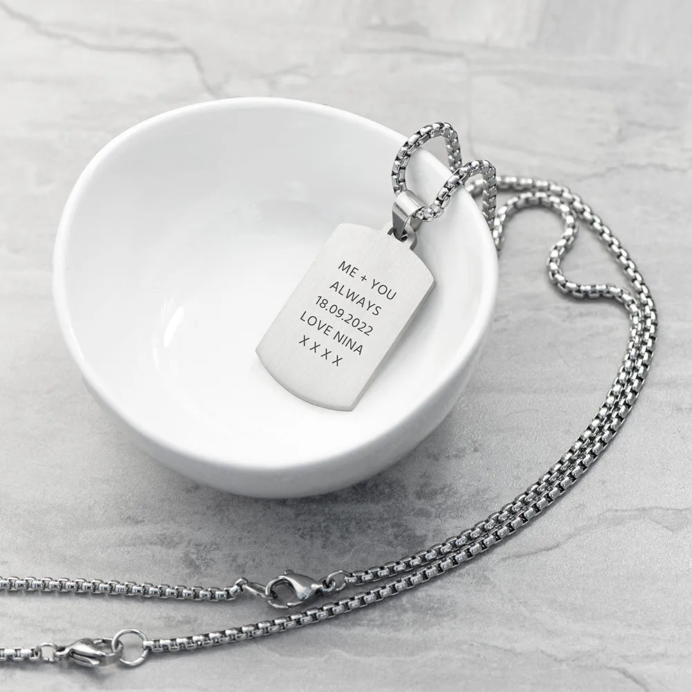 Personalised Men's Snowflake Obsidian Dog Tag Necklace