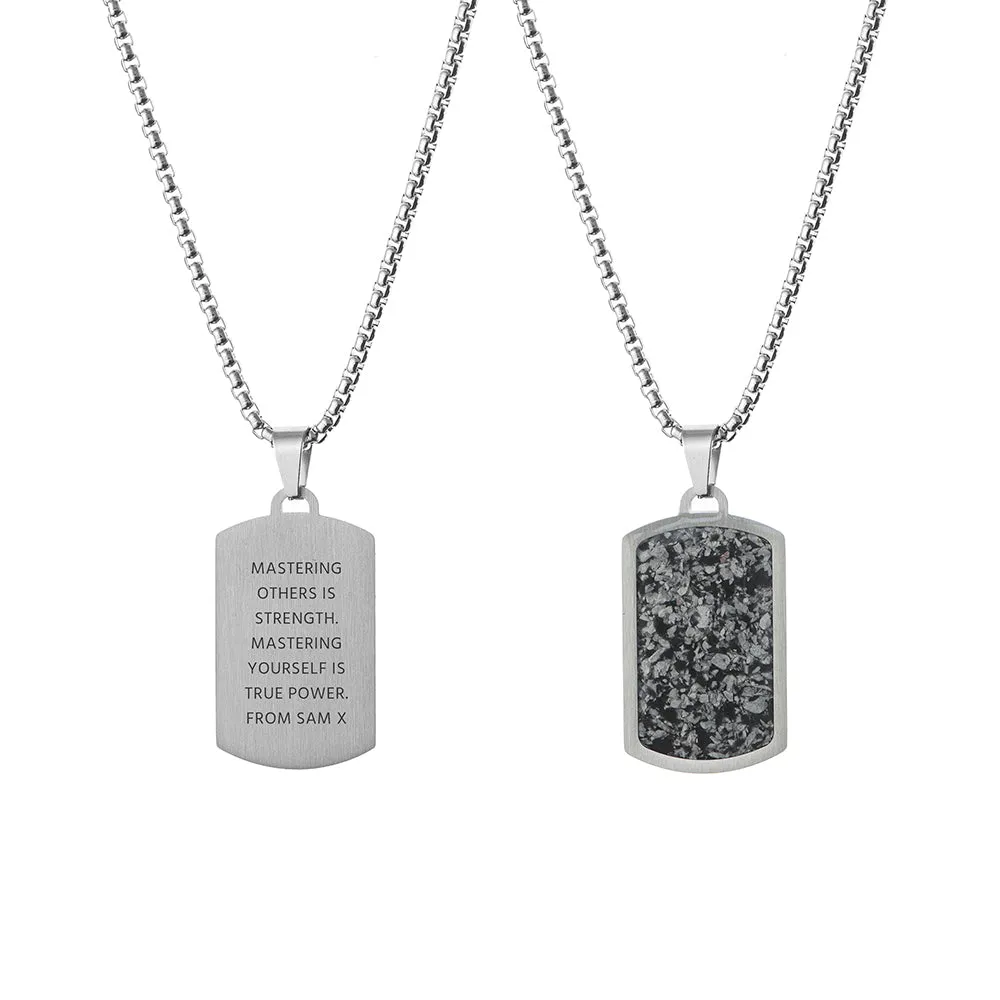 Personalised Men's Snowflake Obsidian Dog Tag Necklace