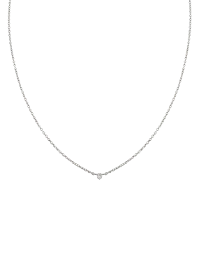 Petite Solitaire Necklace - White Diamond / 14k White Gold