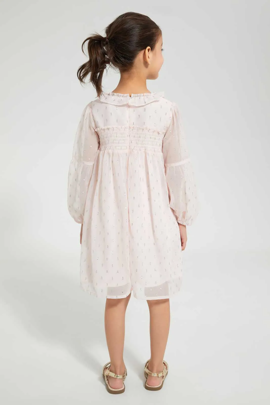 Pink Smocked Lurex Dress