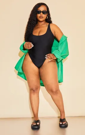 Plus Black Scoop Neck Swimsuit