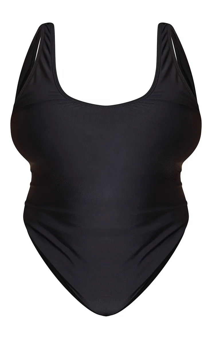 Plus Black Scoop Neck Swimsuit