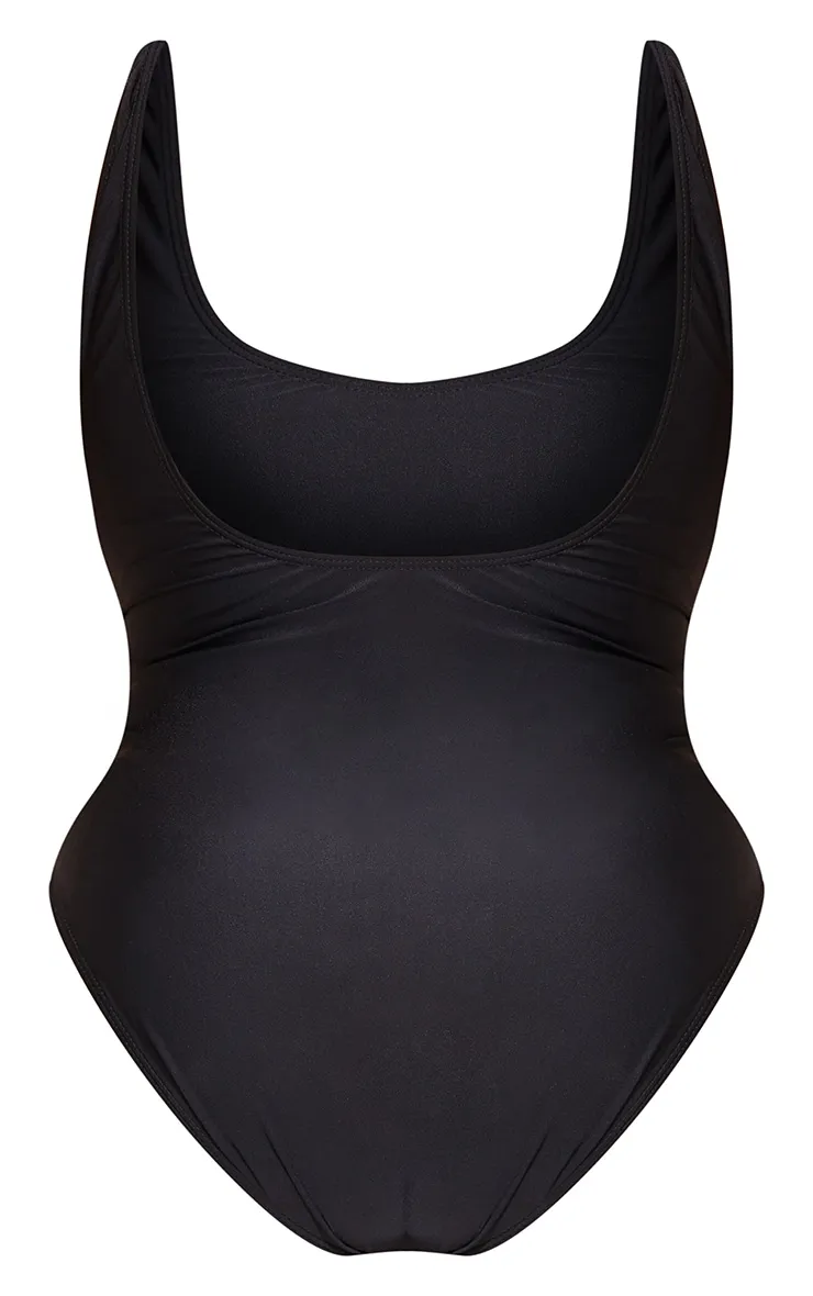 Plus Black Scoop Neck Swimsuit