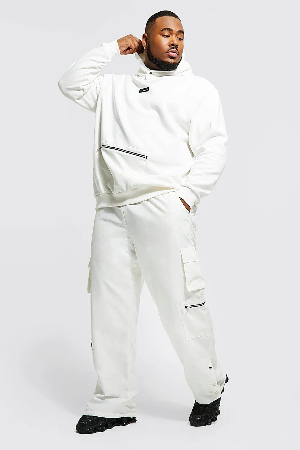 Plus Loose Fit Cargo Shell Hooded Tracksuit