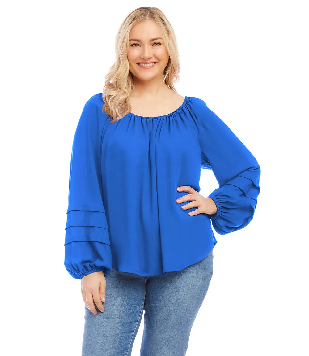 Plus Size Pleat Sleeve Top