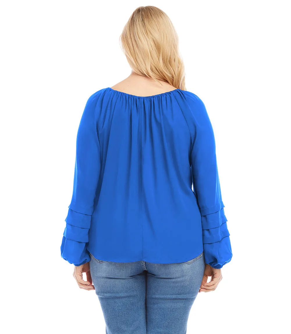 Plus Size Pleat Sleeve Top