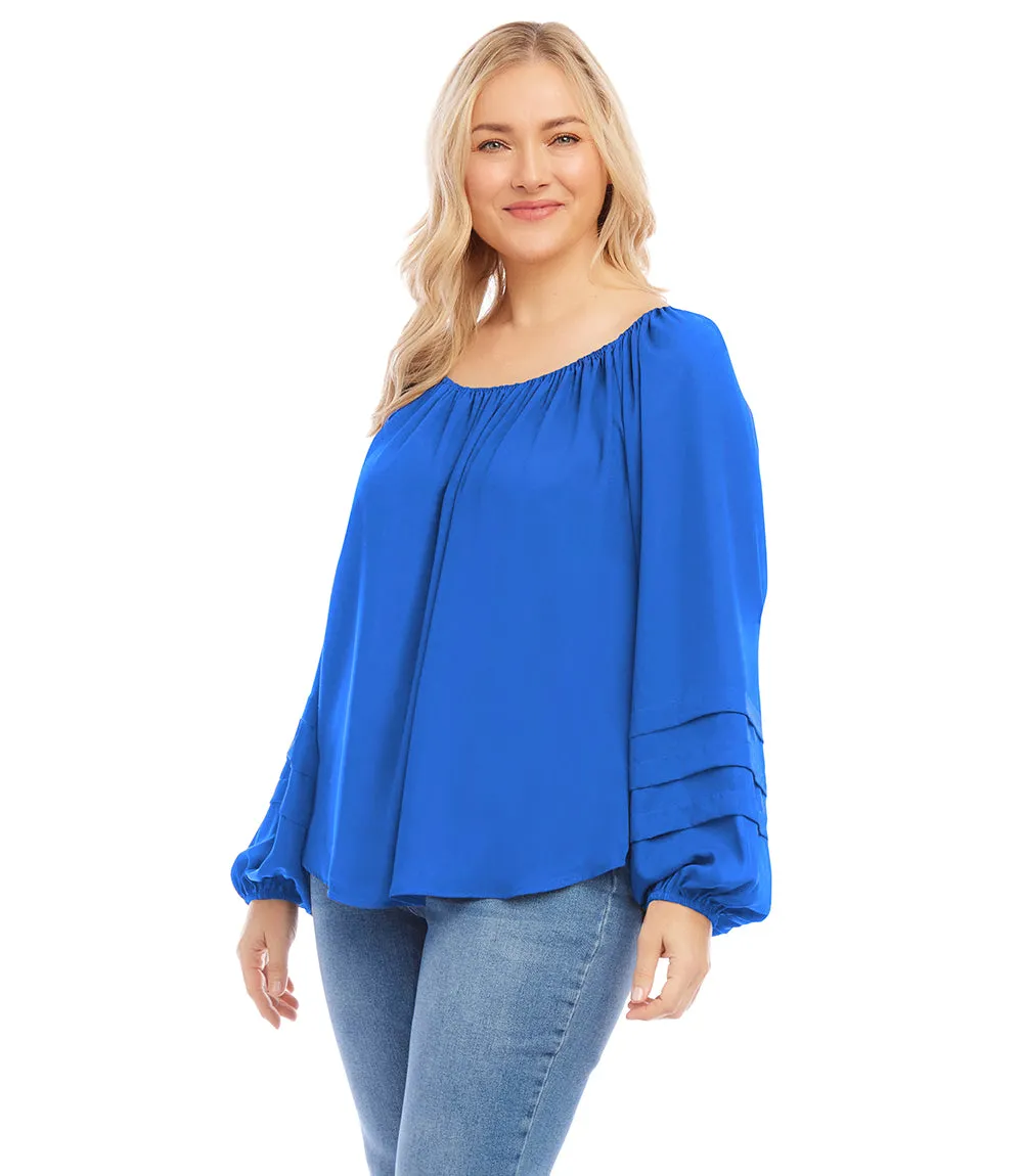 Plus Size Pleat Sleeve Top