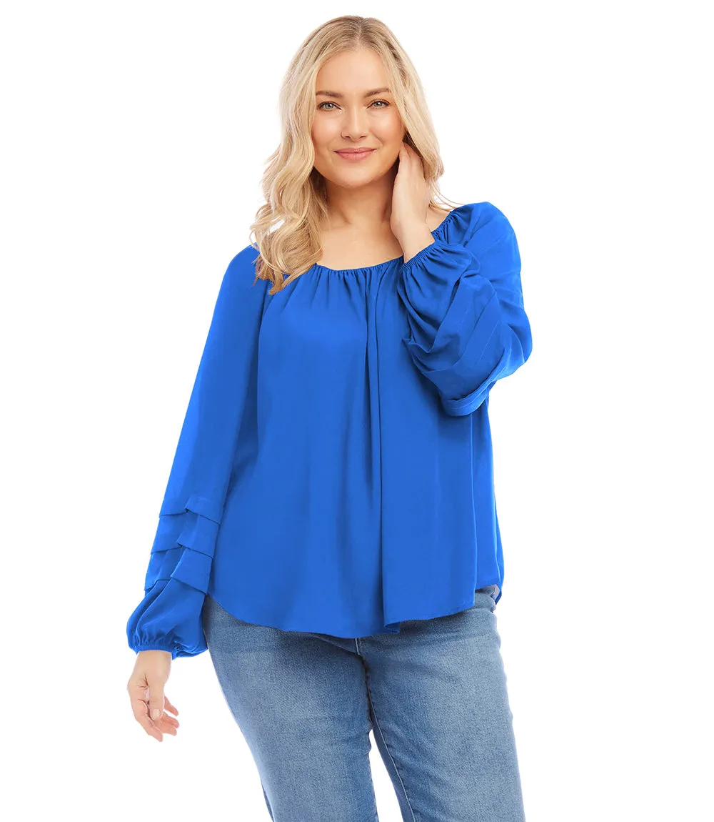 Plus Size Pleat Sleeve Top