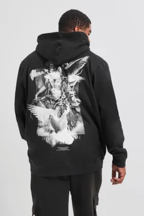 Plus Statue Back Graphic Hoodie