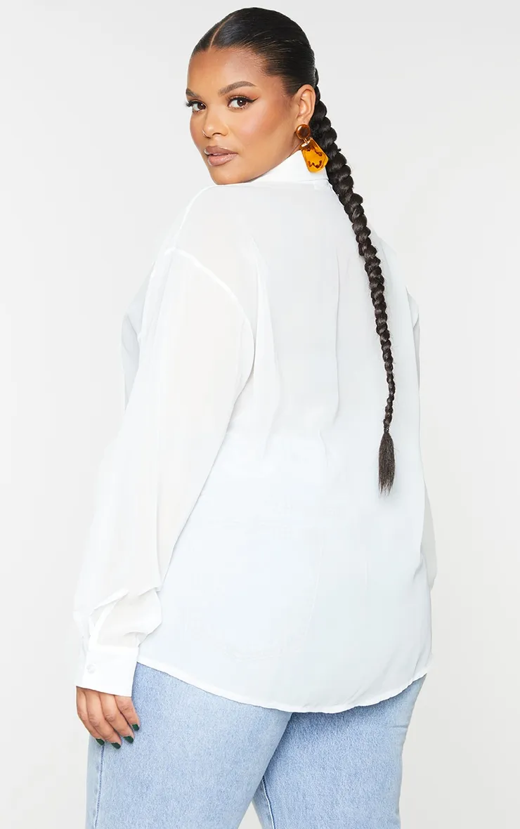 Plus White Sheer Oversized Shirt | Plus Size