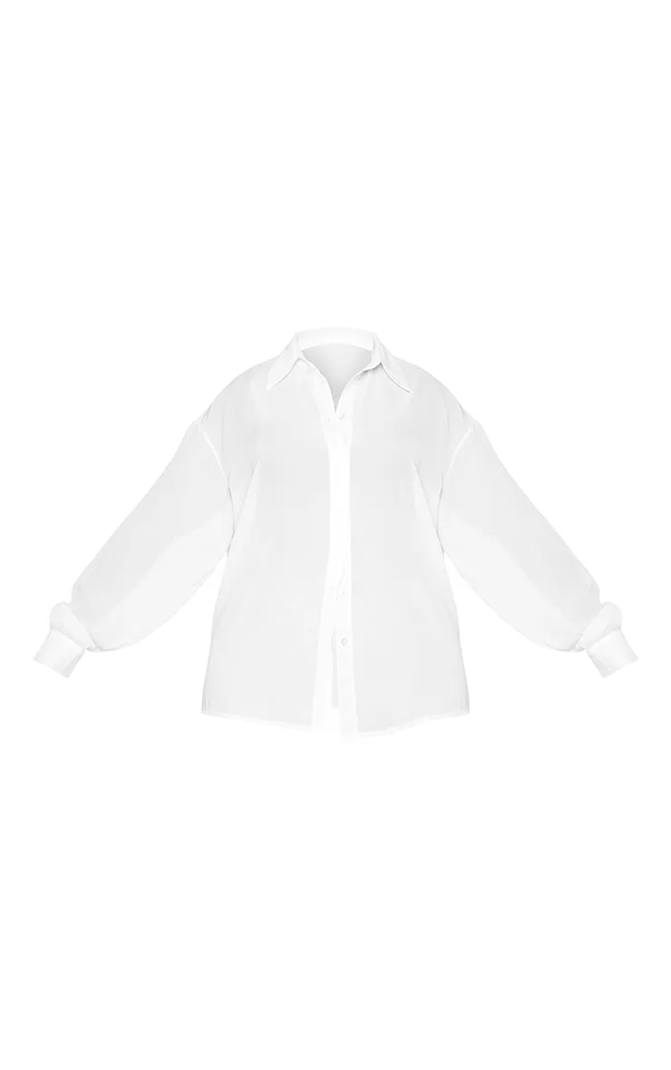 Plus White Sheer Oversized Shirt | Plus Size