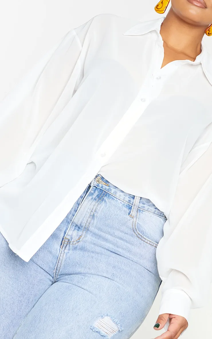 Plus White Sheer Oversized Shirt | Plus Size