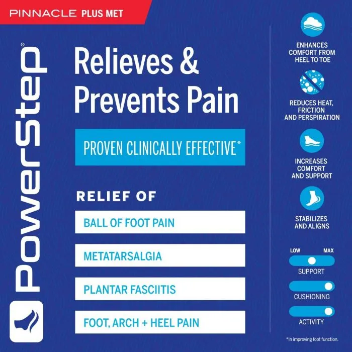 PowerStep Pinnacle Plus Met Neutral Arch Supporting Insoles Unisex