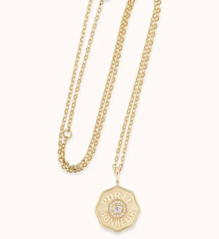 RAISED GOLD MINI DIAMOND HALO PORTE BONHEUR