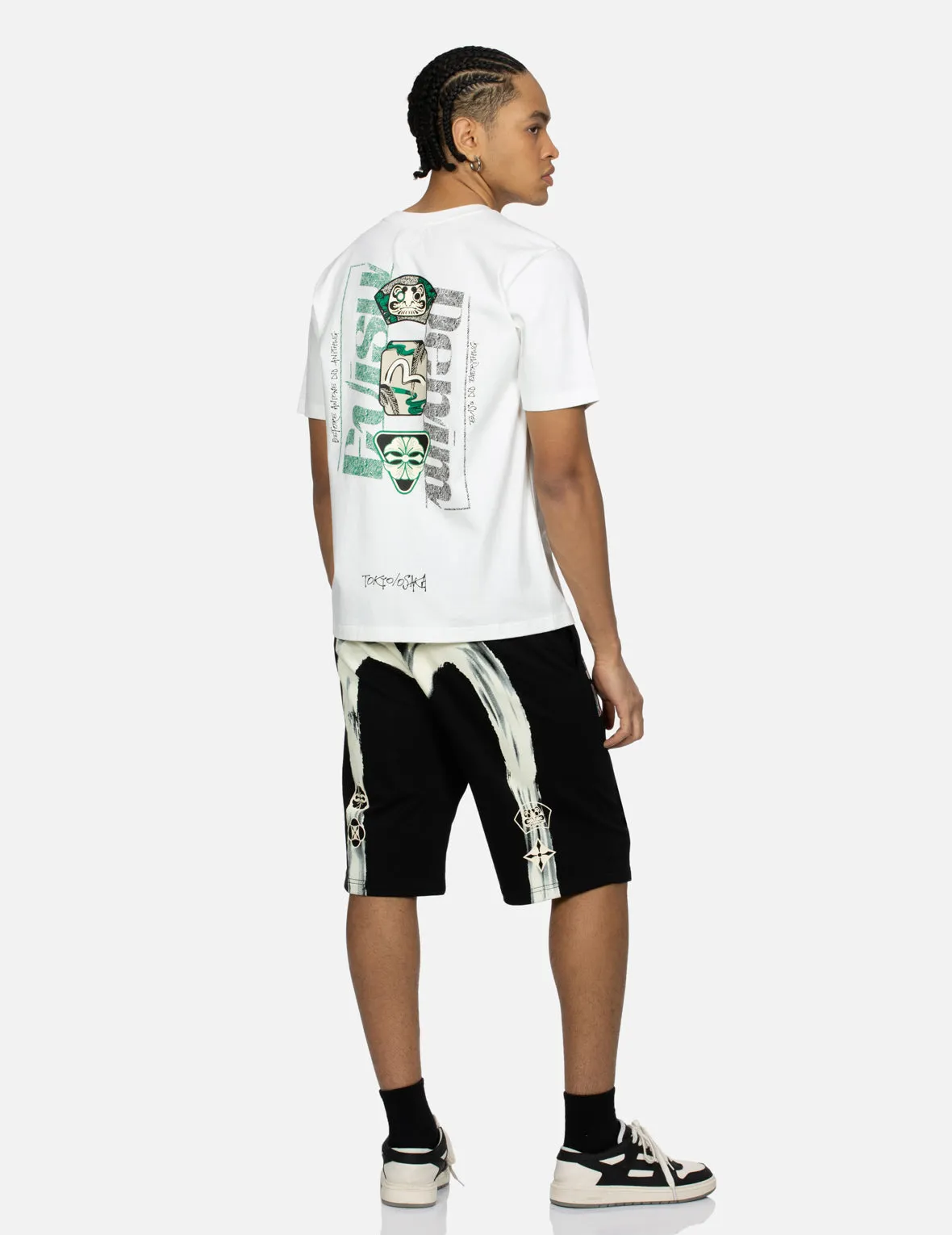 Retro Hanafuda Multi Logo Print  Regular Fit T-shirt