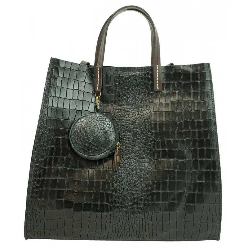 Sac Mini Cabas Noir Croco Zoella D2601