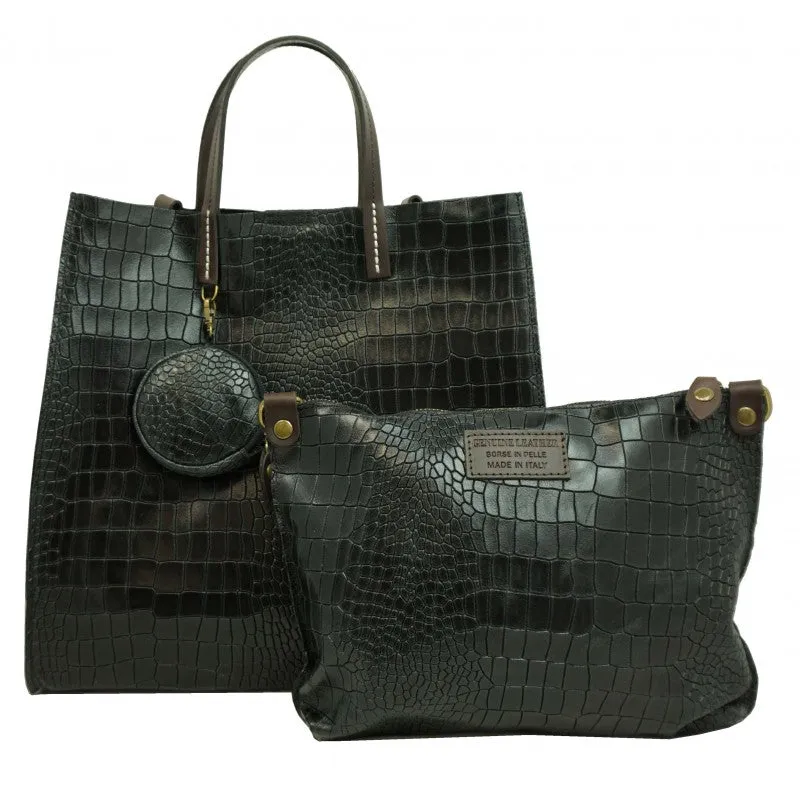 Sac Mini Cabas Noir Croco Zoella D2601