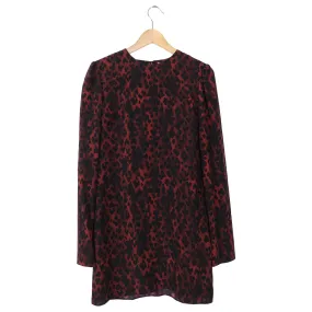 Saint Laurent Dark Red Animal Patter Shift Dress - (2/4)