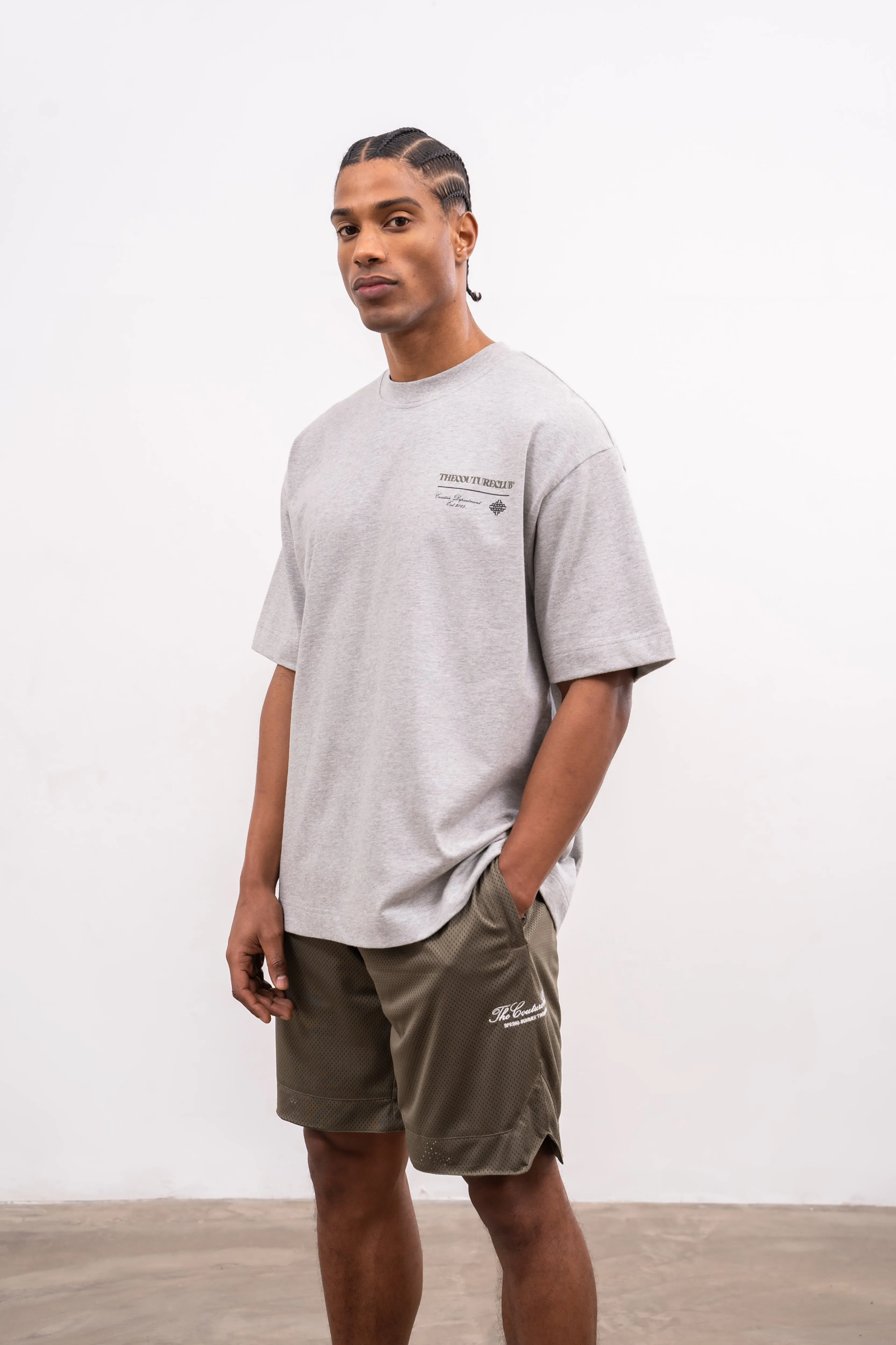 SCRIPT MULTI GRAPHIC T-SHIRT - GREY MARL