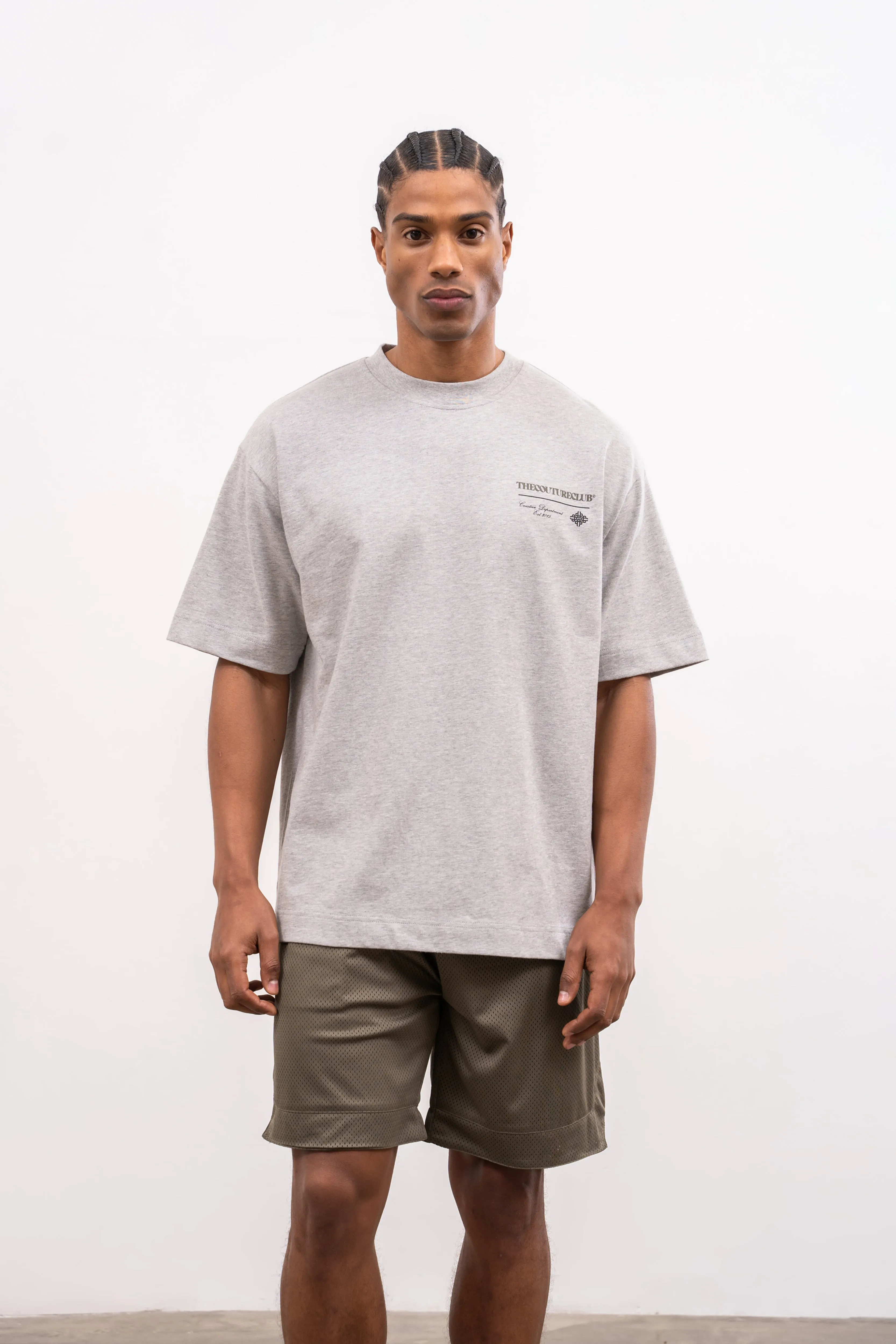 SCRIPT MULTI GRAPHIC T-SHIRT - GREY MARL